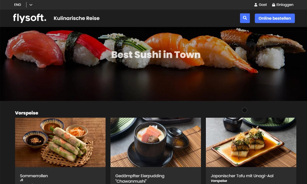 Image of online ordering interface on a tablet device.